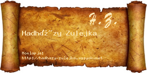 Hadházy Zulejka névjegykártya